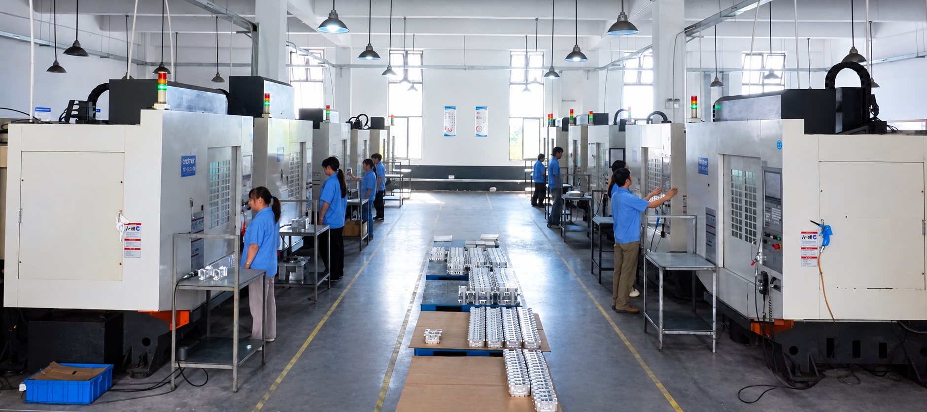 CNC machines and operators in the vanesen machining workshop