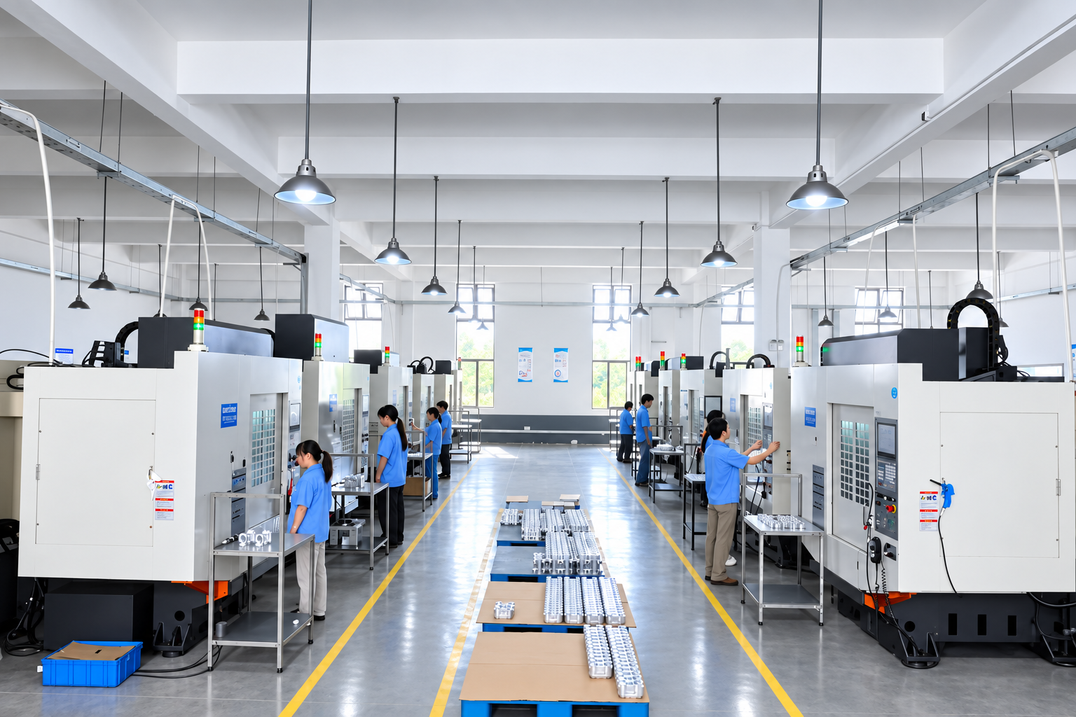 CNC workshop for metal component manufacturing