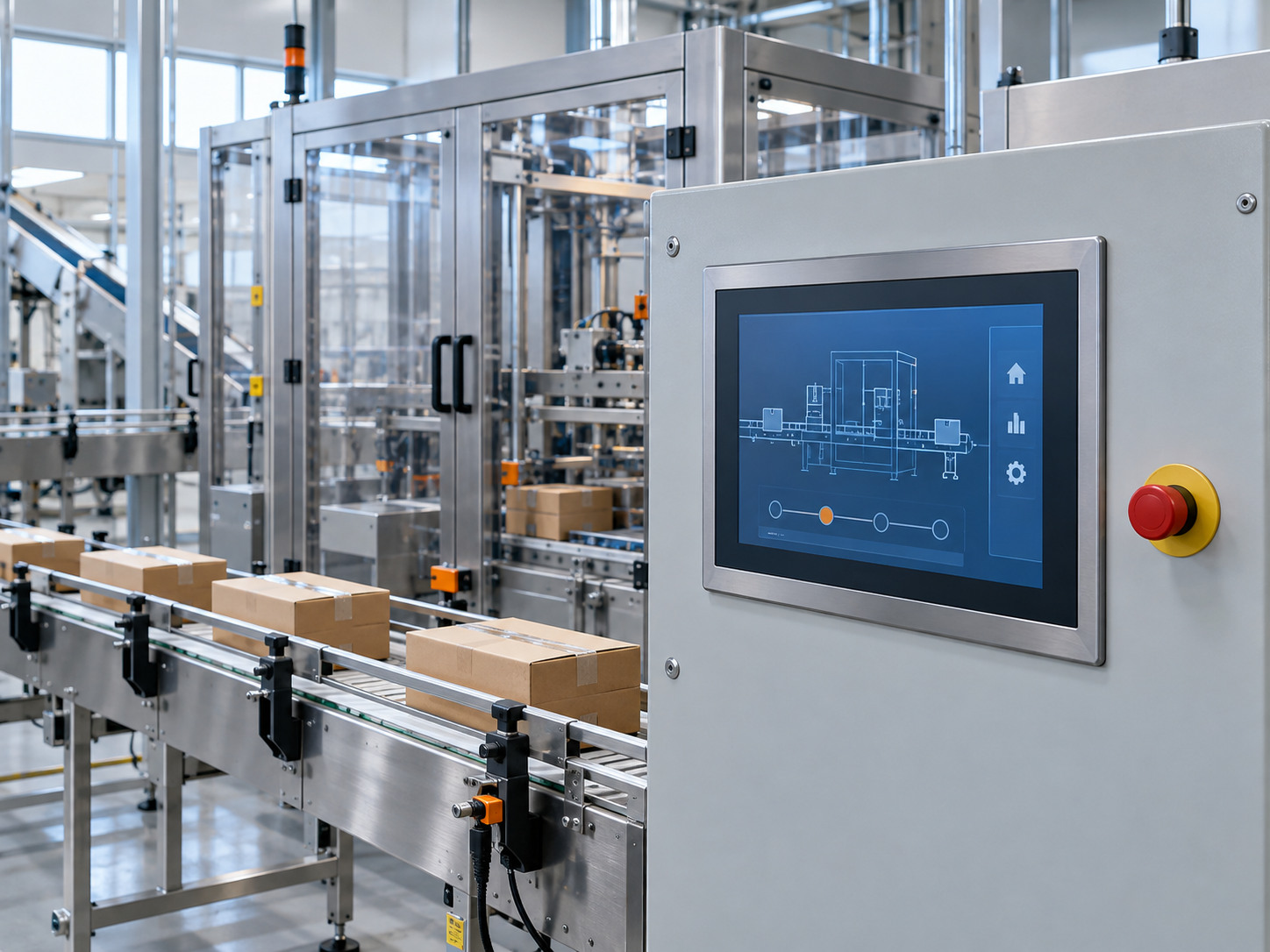 Illustration of a panel-mounted HMI for industrial automation